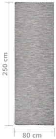 Tapete de tecido plano para exterior 80x250 cm castanho e azul