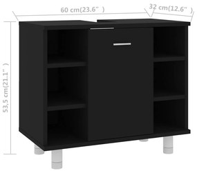 Móvel de Lavatório Luce de 60cm - Preto - Design Moderno