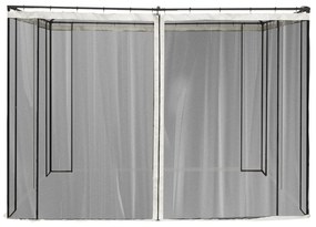 Outsunny 4 Painéis Laterais 302x207 cm para Tenda de Jardim Mosquiteira com Zíperes e Anéis Preto