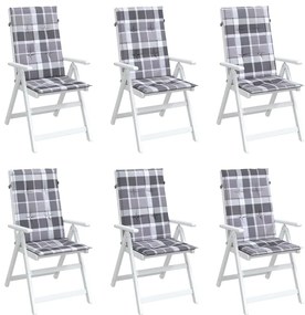 Almofadões cadeiras altas de jardim 6pcs tecido xadrez cinza