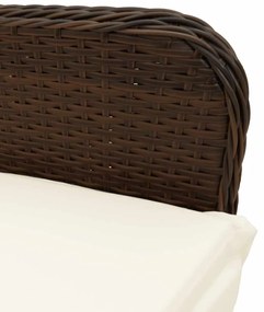 7 pcs conjunto bistrô de jardim c/ almofadões vime PE castanho