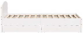 Cama sem colchão 120x190 cm madeira de pinho maciça branco
