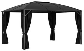 Gazebo com cortinas 400x300x265 cm antracite