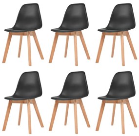 Cadeiras de jantar 6 pcs plástico preto