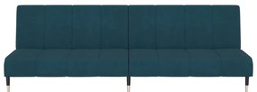 Sofá-cama de 2 lugares veludo azul