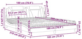 Cama com colchão 180x200 cm couro artificial castanho