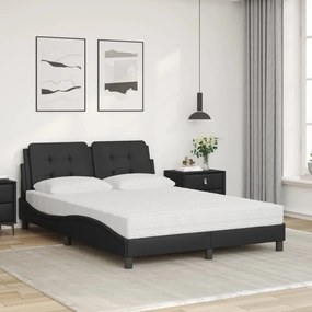 Cama com colchão 120x200 cm couro artificial preto