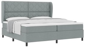 Cama Box com Colchão - Cinza Claro, 200x200 cm Tecido