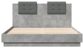 Estrutura de cama c/ cabeceira derivados madeira cinza-cimento