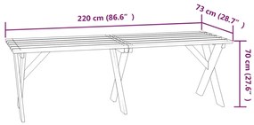 Mesa de jardim 220x73x70 cm madeira de pinho impregnada