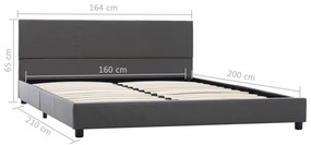 Estrutura de cama 160x200 cm couro artificial cinzento