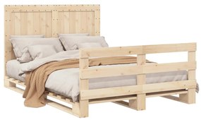 Estrutura de cama com cabeceira 140x200 cm pinho maciço