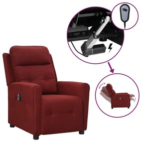 vidaXL Poltrona elétrica reclinável tecido vermelho tinto