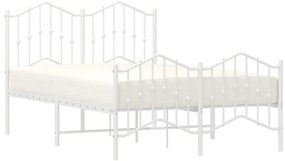 Estrutura de cama com cabeceira e pés 120x200 cm metal branco