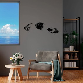 Acessório Decorativo de Metal Fishes – Preto – 21x26 cm, 24x26 cm, 20x