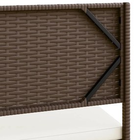 Sofá de jardim forma de L c/ mesa e almofadões vime PE castanho