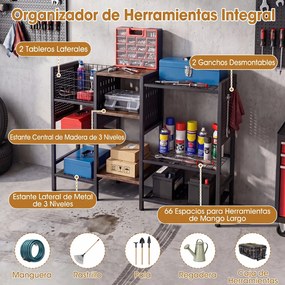 Estante de Ferramentas, 100 x 29 x 80 cm, 9 Níveis de Arrumação, Preto