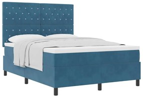 Cama Box com Colchão vidaXL Azul Escuro 140x190 cm Veludo