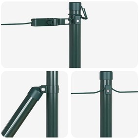 Postes de Cerca 52 peças Verde Ø32mm 100cm Aço Galvanizado