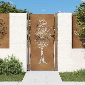 vidaXL Portão de jardim 100x175 cm em aço corten com design de árvore