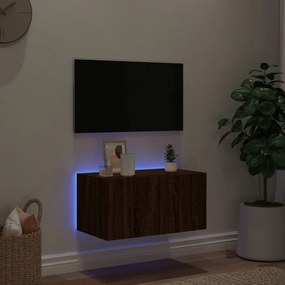 Móvel de parede p/ TV c/ luzes LED 60x35x31 carvalho castanho
