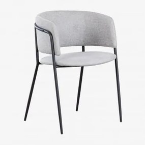 Cadeira De Jantar Estofada Nalon Negro & Tecido Cinza Claro & Tecido - Sklum