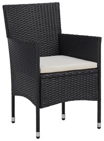 7 pcs conjunto de jantar para jardim vime PE preto