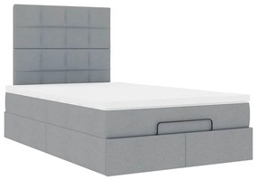 Estrutura cama otomana colchão 120x200 cm tecido cinzento claro