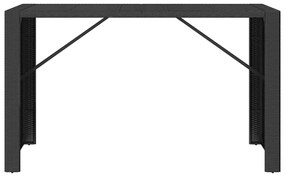 Mesa de bar com tampo de vidro 185x80x110 cm vime PE preto