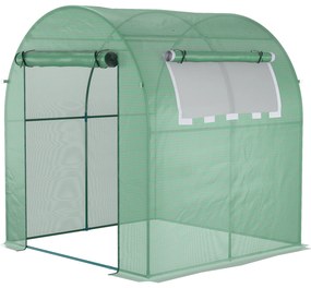Outsunny Estufa de Jardim 180x180x200 cm Estufa Tipo Túnel Pequena com Porta Enrolável e Janela de Malha para Cultivar Plantas Flores Verde