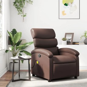 371722 vidaXL Poltrona de massagens reclinável couro artificial castanho