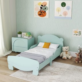 Cama infantil 70 x 140 cm (COLCHÃO NÃO INCLUIDO) com grades de segurança com tema de ursinhos, para meninos e meninas dos 3 aos 6 anos, verde