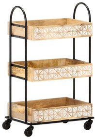 Carrinho de cozinha 3 prateleiras 46x30x76 cm mangueira maciça
