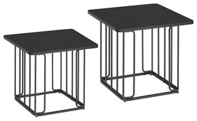 VASAGLE LET330B16 Mesa lateral, mesa de centro, conjunto de 2, mesa de sala, mesa de sofá, estrutura de aço, tampo de mesa como bandeja, para espaços pequenos, preto