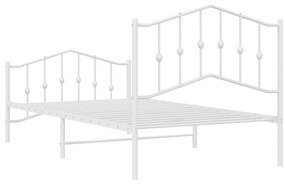 Estrutura de cama com cabeceira e pés 100x190 cm metal branco