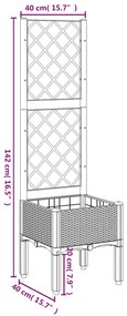 Vaso/floreira de jardim c/ treliça 40x40x142 cm PP preto