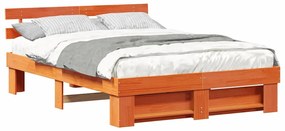 Estrutura da Cama Castanho-mel 160 x 200 cm Madeira de Pinheiro
