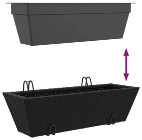 Canteiros com ganchos 2 pcs vime PE preto