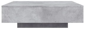 Mesa de centro com luzes LED 100x100x31 cm cinzento cimento