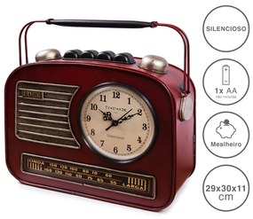Relógio Vintage Radio / Mealheiro Plástico Castanho 29X30X11cm