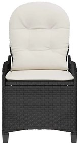 Cadeira Reclinável vidaXL com Almofada Rattan Preto