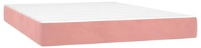 Cama box spring c/ colchão/LED 140x190 cm veludo rosa