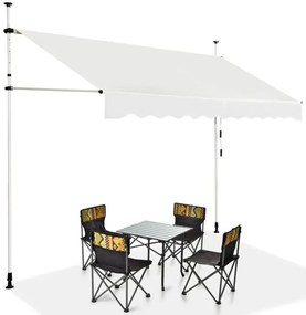 Toldo telescópico e retrátil 300 x 120 cm resistente aos raios UV impermeável com manivela manual e altura ajustável para janela varanda bege