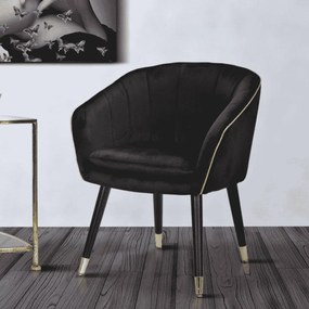 POLTRONA PARIS PRETA E DOURADA 62X58X78 CM