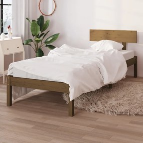 Estrutura de cama solteiro 90x190 cm pinho maciço castanho mel