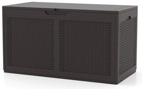 Caixa de resina para deck de 380L com tampa com trava e rodas - preta