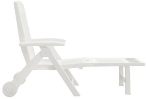 Espreguiçadeira dobrável com rodas PP branco