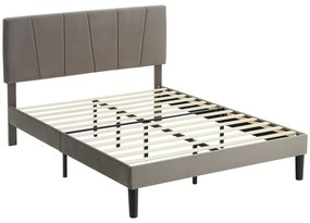 HOMCOM Estrado de Cama de Casal 140x190 cm Cama de Casal Cabeceira Ajustável Sommier 150x198x100/105/110/115/120 cm Cinza | Aosom Portugal