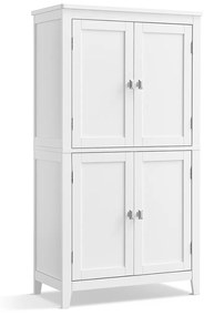 Armário de chão para banheiro VASAGLE, unidade de armazenamento para banheiro, armário independente com 4 portas, prateleiras ajustáveis, 11,8 x 23,6 x 43,3 polegadas, branco UBBC552P31