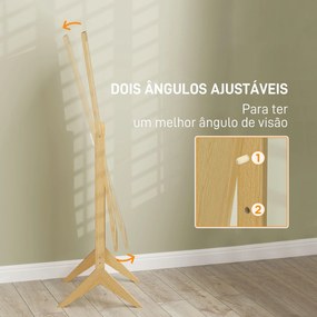 Espelho de Pé para Maquilhagem Reclinável com Estrutura de Madeira para Dormitório Vestidor 47x46x148 cm Cor Carvalho